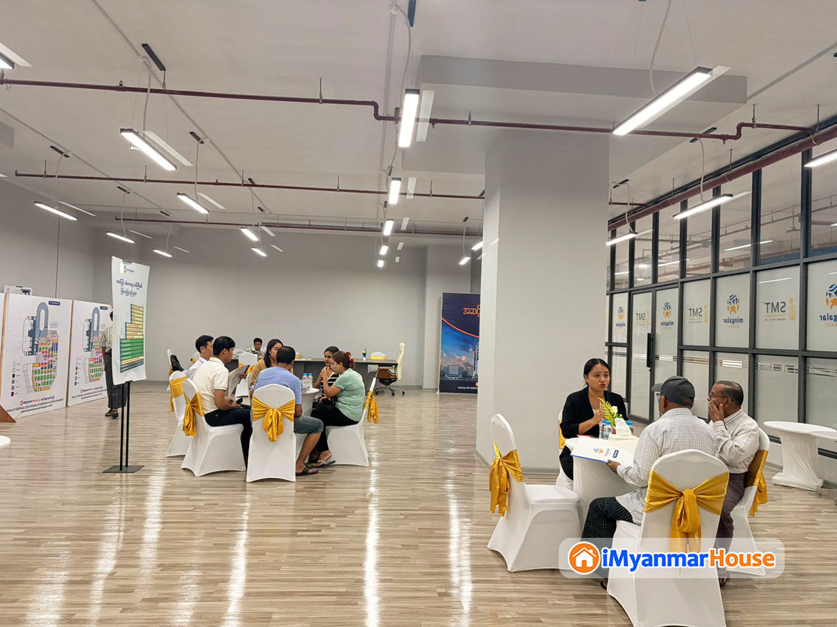ဝယ်ပြီးအခန်းများ အပ်နှံပေးလျှက်ရှိပြီး မကြာမီပြီးစီးတော့မယ့် အဆင့်မြင်မင်္ဂလာဈေးသစ်ရှိဆိုင်ခန်းများ မိုးရာသီအထူးပရိုမိုးရှင်း အရောင်းပြပွဲကျင်းပပြုလုပ်ခဲ့